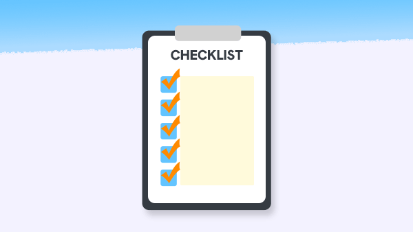 Open A New Bank Account Checklist - A checklist with orange ticks